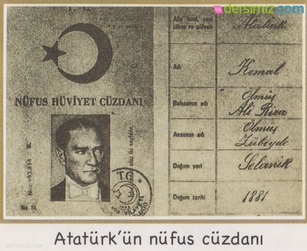 Atatürk'ün Nüfus Cüzdanı