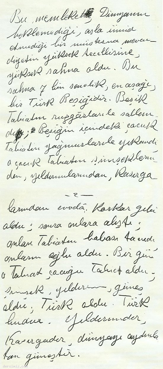 Atatürkün el yazısı